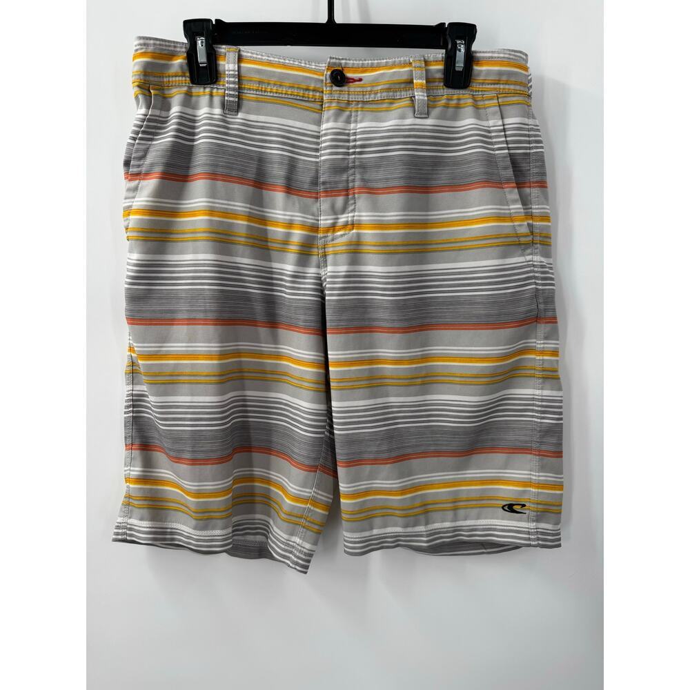 O Neill Shorts Men's 32 Hybrid‎ Striped Drawstring Summer Beach Dockside Pockets
